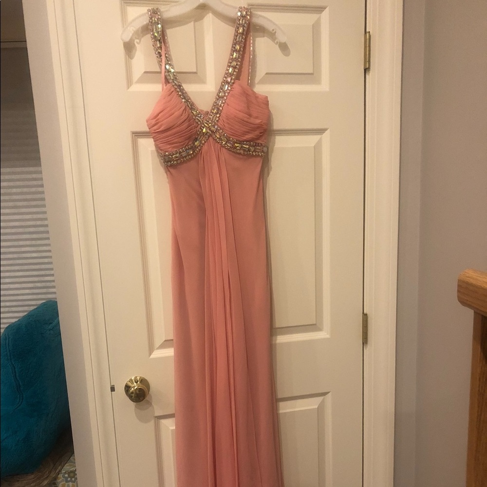 Size 6 blush colored long prom dress